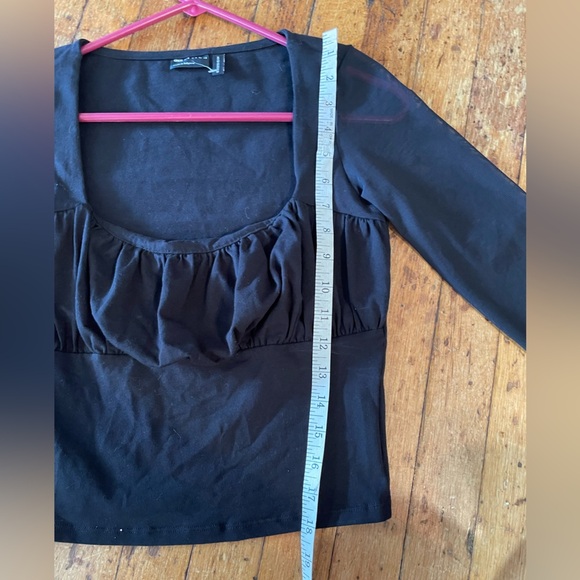 Asos empire waist black cropped sheer sleeve top size 4 Witchy grunge whimsigoth - Picture 6 of 6